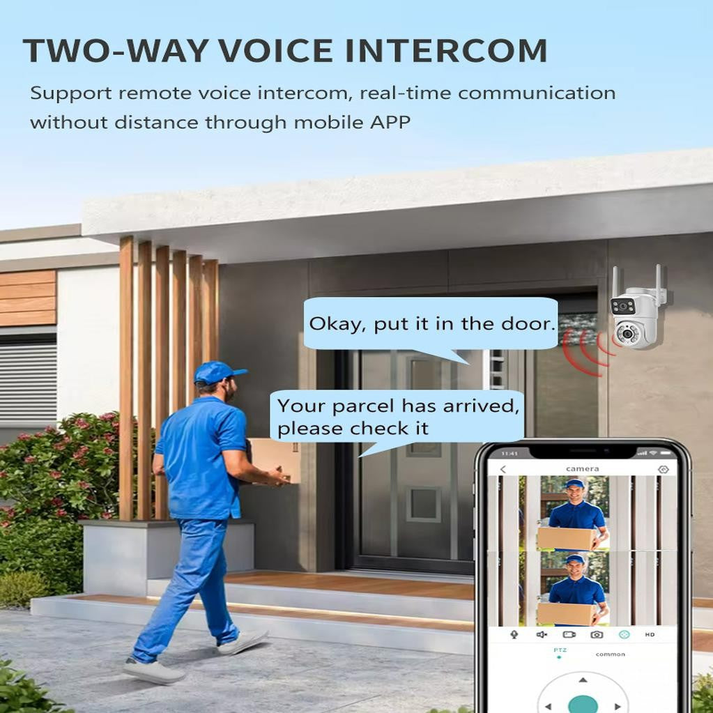 8MP 4K PTZ Wifi Camera Dual Lens with Dual Screen Ai Human Detect Auto Tracking Outdoor Surveillance Security Camera Icsee