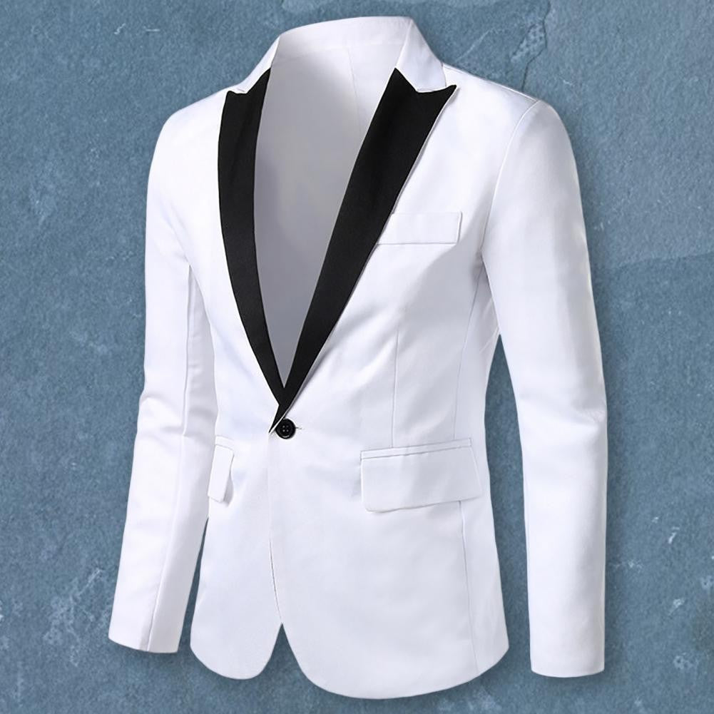 Men Formal Loose Contrast Color Suit Coat Classic Men Suit Coat