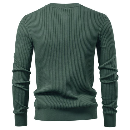 AIOPESON Men's Long Sleeve T-shirt Fall Winter Fashion Knit Slim Fit Polo Sweater Riibed Henry Collar Sweatershirt for Man