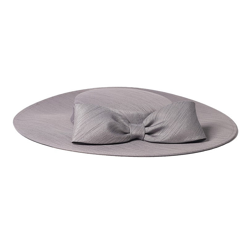 FS Elegante Chapéu de Aba Larga Marfim Feminino Grande Laço Ocasião Formal Kentucky Boné Feminino Casamento Coquetel Festa Fedora de Topo Reto 2024