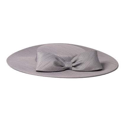 FS Elegante Chapéu de Aba Larga Marfim Feminino Grande Laço Ocasião Formal Kentucky Boné Feminino Casamento Coquetel Festa Fedora de Topo Reto 2024