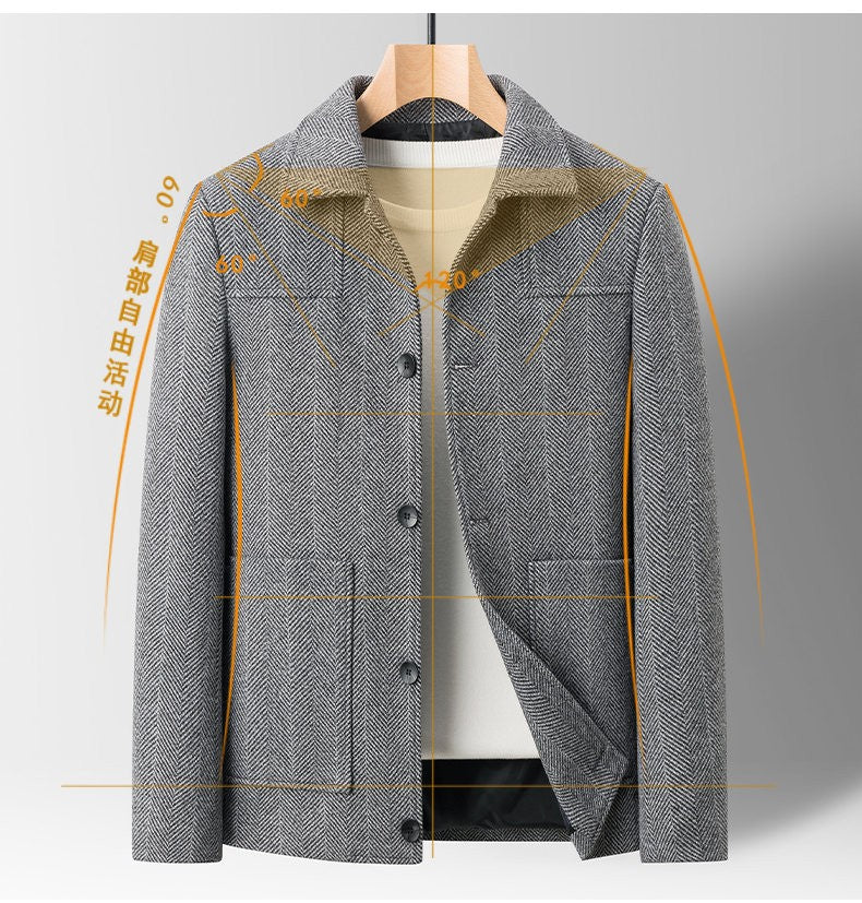 Classic Mens Office Dress Jackets Quality Casual Business Lapel Windbreak Coats Top Autumn Winter Blended Wool Jacket Streetwear