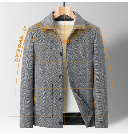 Classic Mens Office Dress Jackets Quality Casual Business Lapel Windbreak Coats Top Autumn Winter Blended Wool Jacket Streetwear