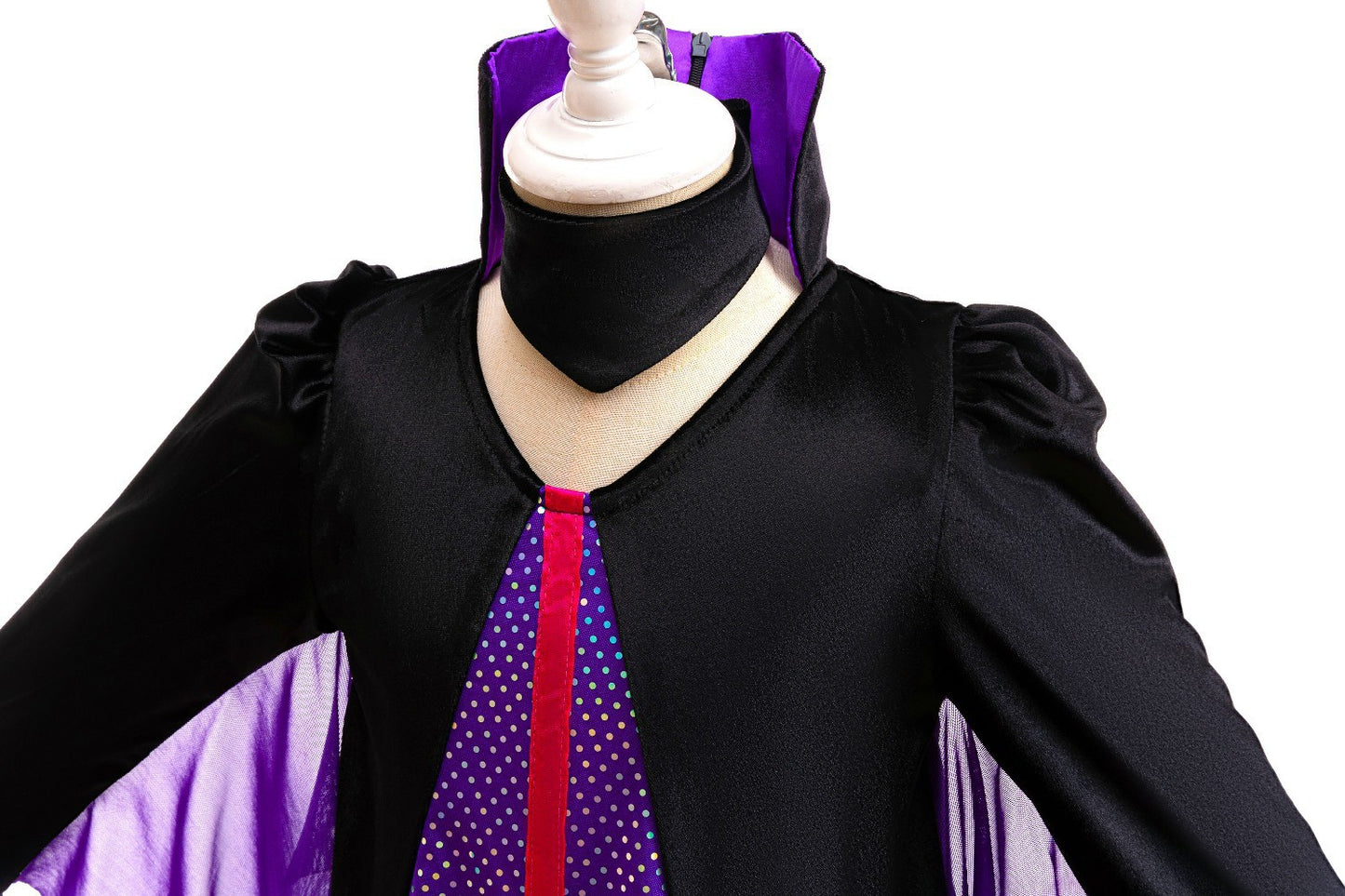 Halloween Costume Cartoon Maleficent Cosplay Dress Fancy Witch Disguise Robe Carnival Devil Queen Dot Tulle Frock