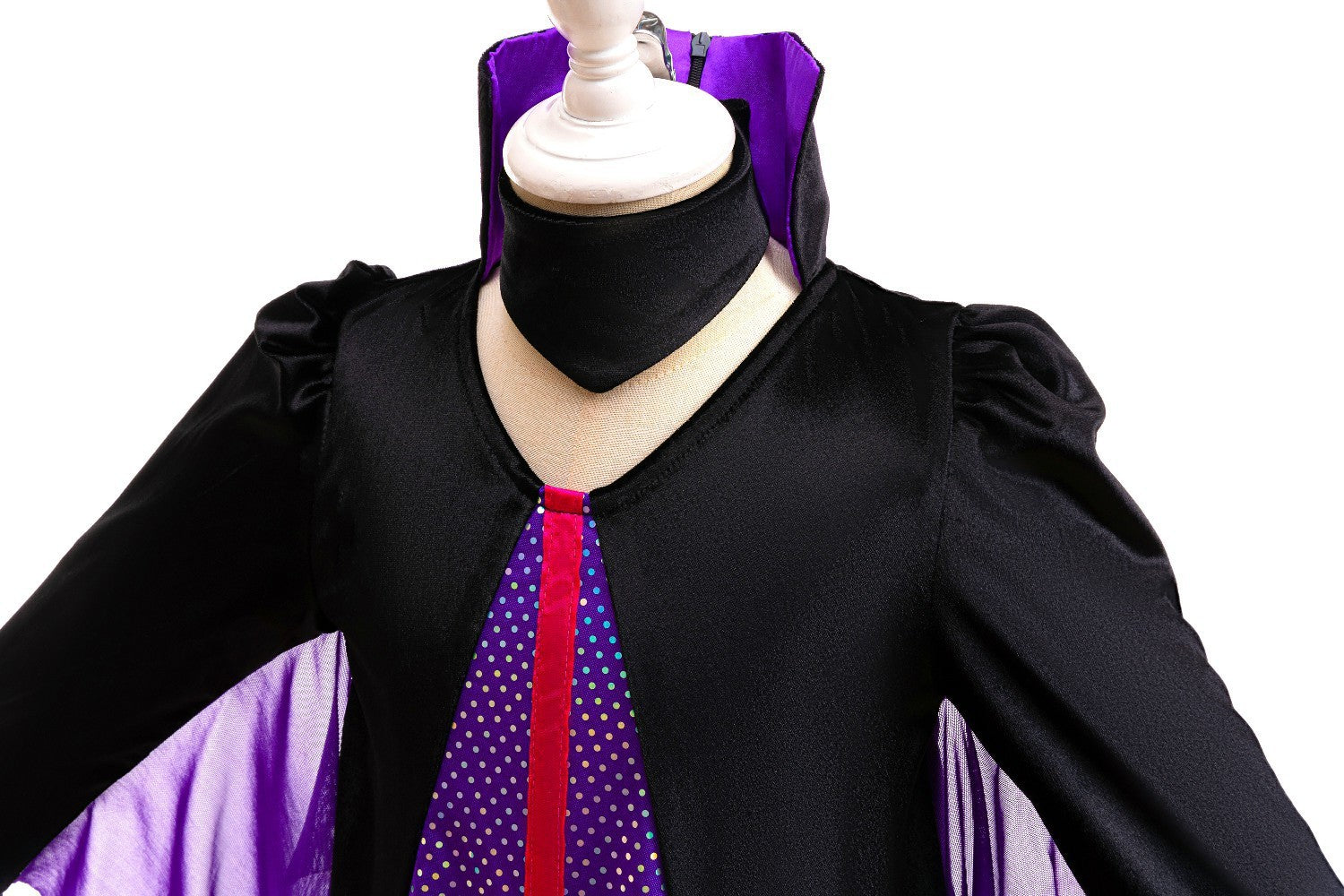Halloween Costume Cartoon Maleficent Cosplay Dress Fancy Witch Disguise Robe Carnival Devil Queen Dot Tulle Frock