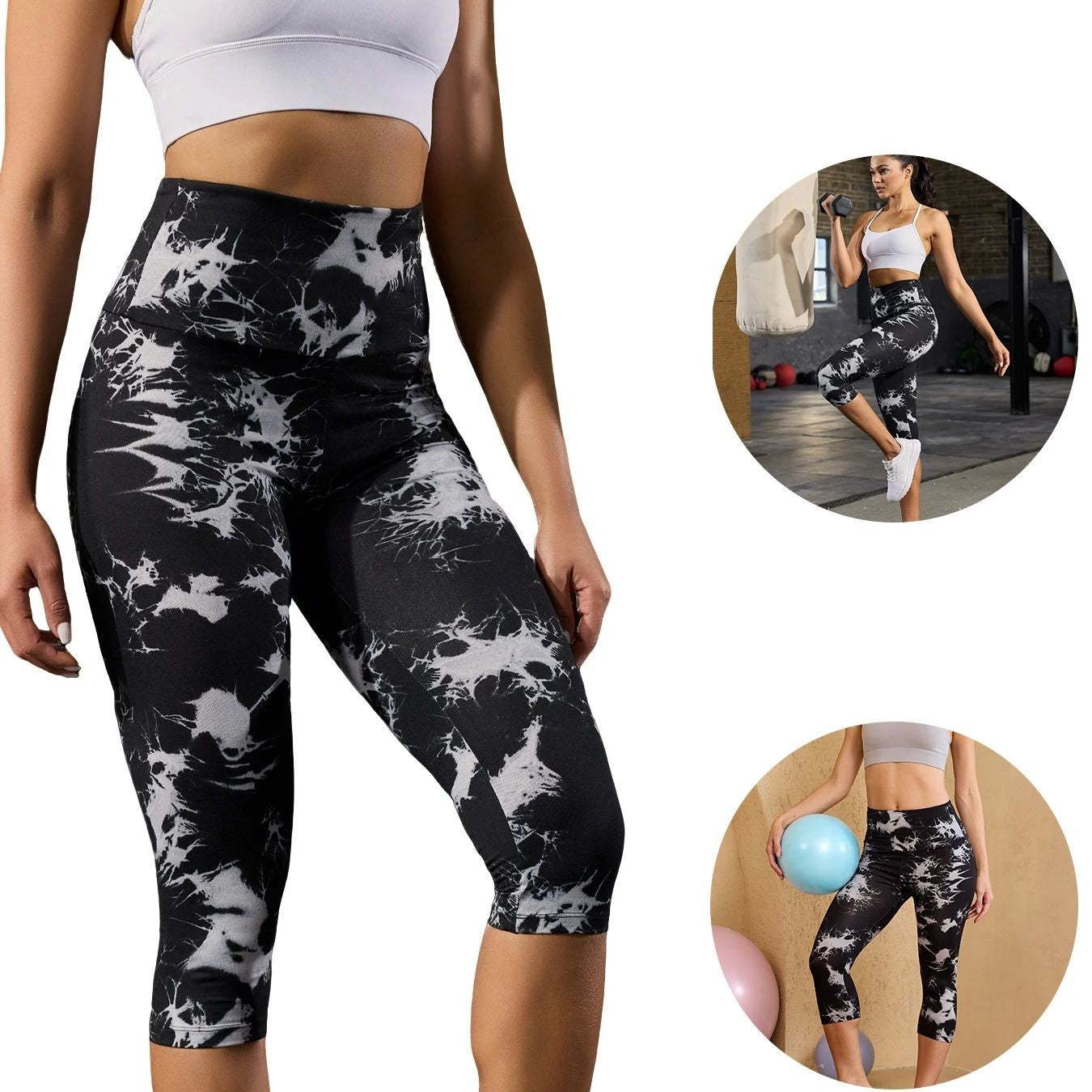 Women's High Waisted Capri Pants Super Soft Tummy Control No See Through Workout Yoga Running Athletic Push Up Gym Leggings