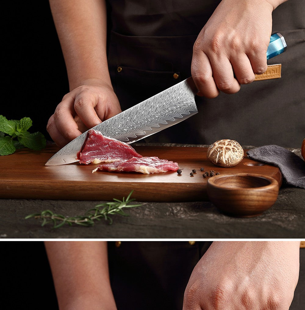 XITUO Damascus Steel Knife Set 1-9PCS Japanese Chef Knife, Santoku, Bread, Utility & Boning Knives-Ultra Sharp, Octagonal Handle
