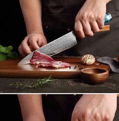 XITUO Damascus Steel Knife Set 1-9PCS Japanese Chef Knife, Santoku, Bread, Utility & Boning Knives-Ultra Sharp, Octagonal Handle