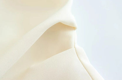 TRZA Women Fashion Strapless Gathered Midi Dress Sexy Straight Neck Back Slit Fe