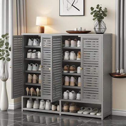 7-Tier Shoe Cabinet with Doors, 36-40 Pairs Large Shoe Storage Cabinet, Freestanding Shoe Rack for Entryway, Hallway, Bedroom,