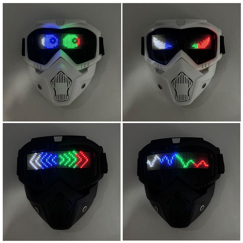 High Quality LED Glowing Mask DIY Patterns Punk Style Full Face Goggles Mask For Adult Bluetooth Button Control Change Mask