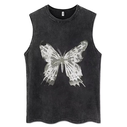 2025 Gothic Washed American Vintage Tank Tops Man Sleeveless Shirt Summer New Trendy Y2k Clothes Casual Gym Vest Oversized