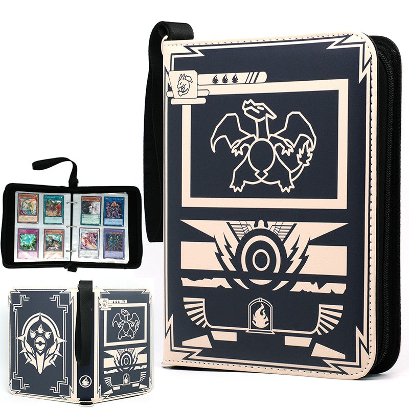 Fichário de cartas de Yu-Gi-Oh TCG - Yu-Gi-Oh Dragão Negro de Olhos Vermelhos, Álbum de 4 Bolsos para Cartas Colecionáveis de Trading Card Game