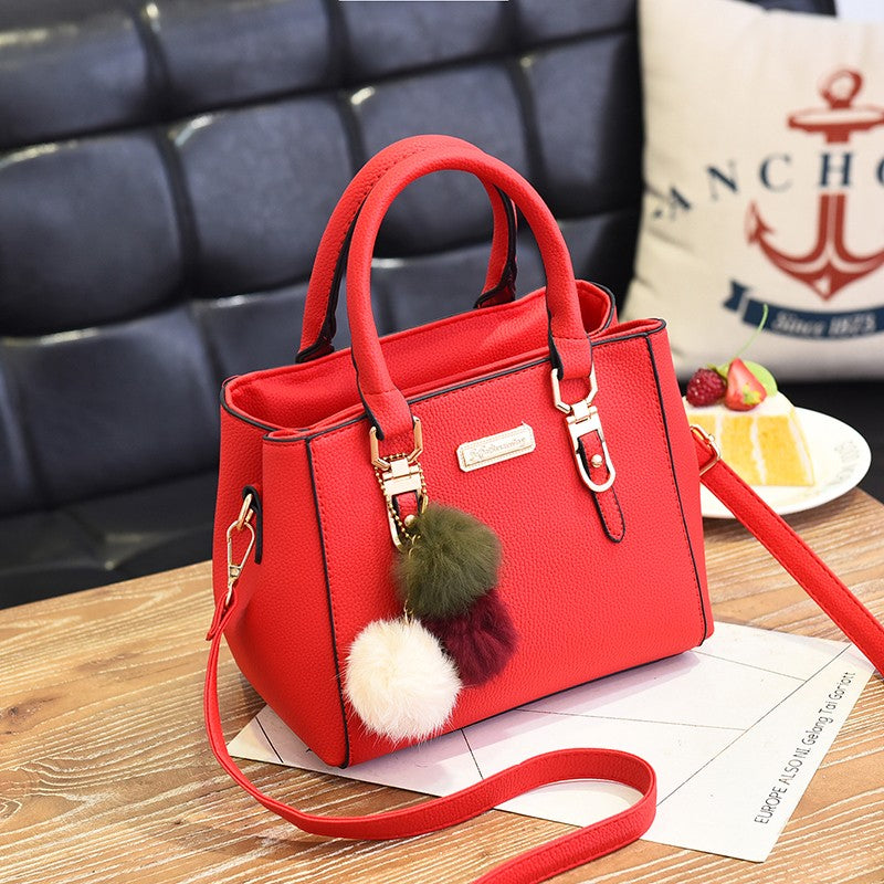 Fashion Women Hairball Shopper Totes Solid Color PU Leather Large Capacity Handbag Ladies Luxury Designer Crossbody Shoulder Bag