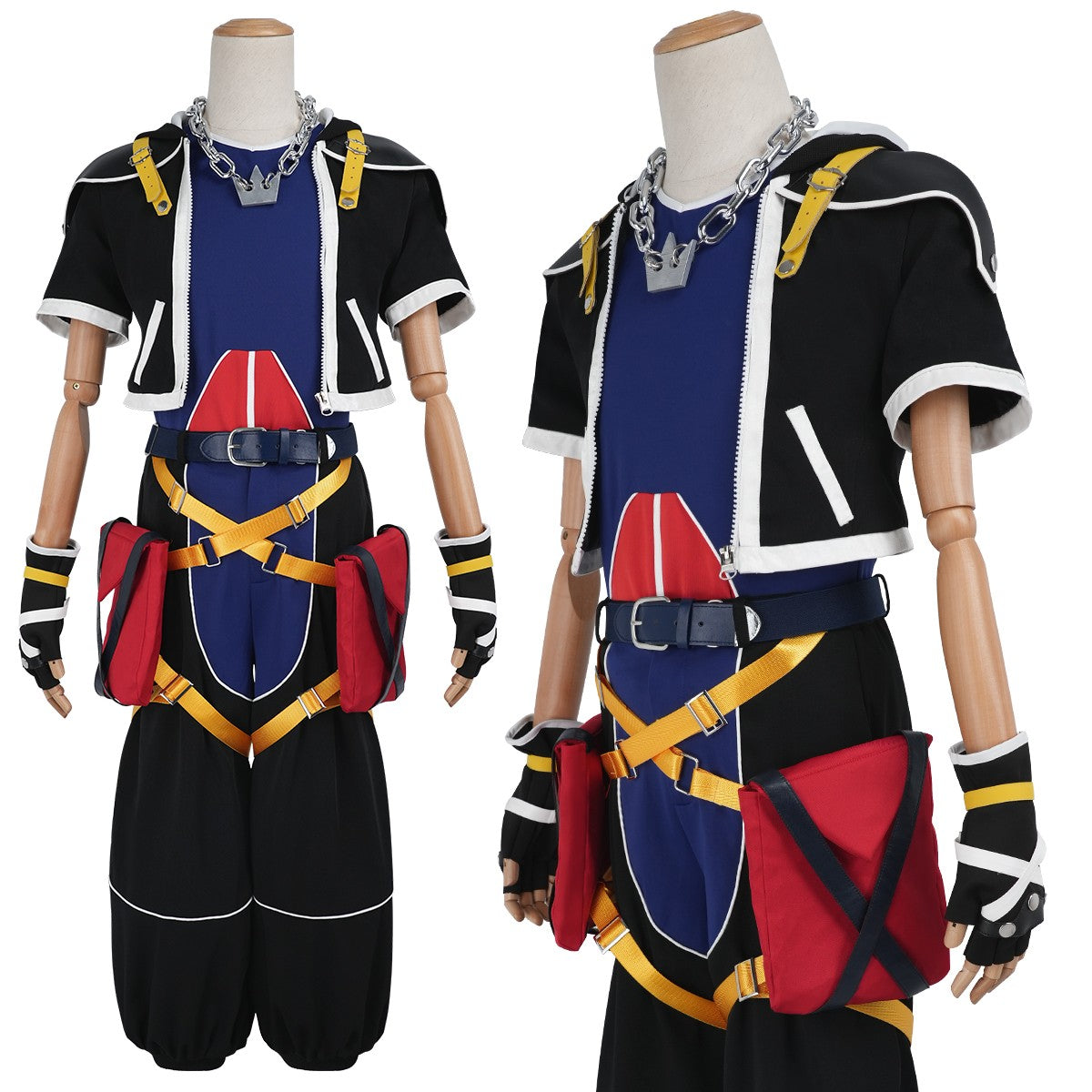 HOLOUN Sora Cosplay Costume Game KH2 Convention Halloween Christmas Coat Pants Vest Belt Gloves Necklace