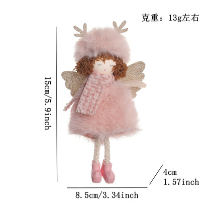 Christmas plush antlers angel girl pendant Christmas tree pendant creative doll pendant gift