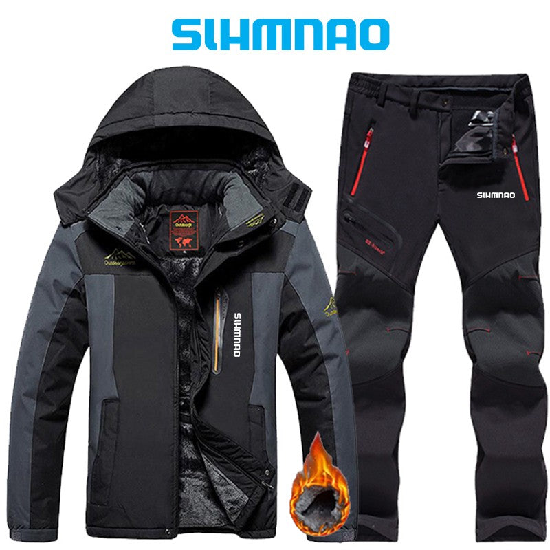 Roupas de Neve Quentes Engrossadas Impermeáveis de Inverno 2025, Calças Quentes de Neve, Roupas de Pesca Masculinas Impermeáveis Engrossadas para Externa,