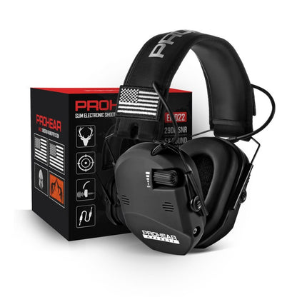 PROHEAR Shooting Electronic Ear Protection 5X Sound Amplification 4 Omnidirectional Microphones Noise Reduction Hunting Earmuffs