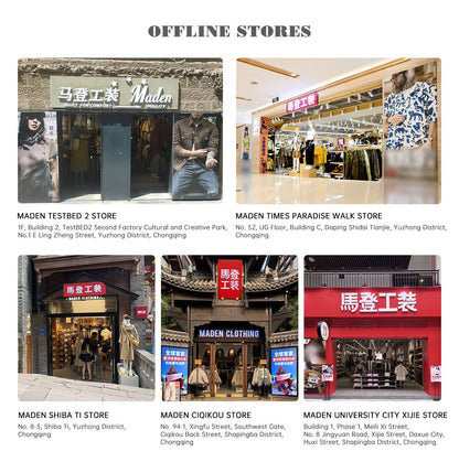 Maden Vintage Washed Pockets Denim Shirt for Men Casual Button Down Long Sleeve Shirt Male Loose Workwear Tops Large Pocket