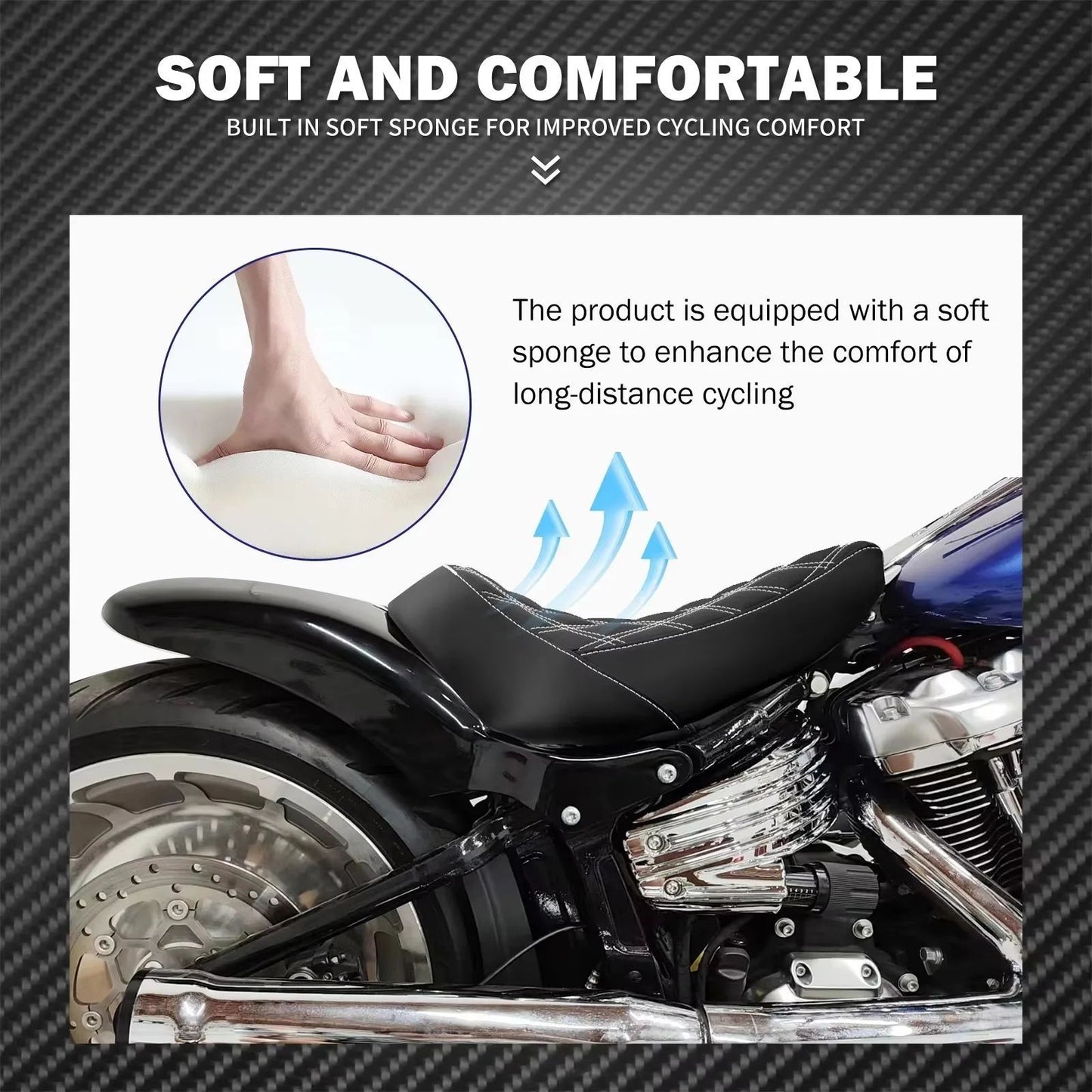 Motorcycle Driver Front Solo Seat With Rear LED Fender Light Mudguard Set For Harley Softail Breakout For Fat Boy FXDR 2018-2023