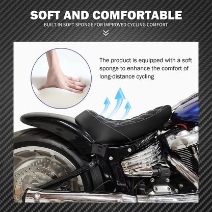 Motorcycle Driver Front Solo Seat With Rear LED Fender Light Mudguard Set For Harley Softail Breakout For Fat Boy FXDR 2018-2023