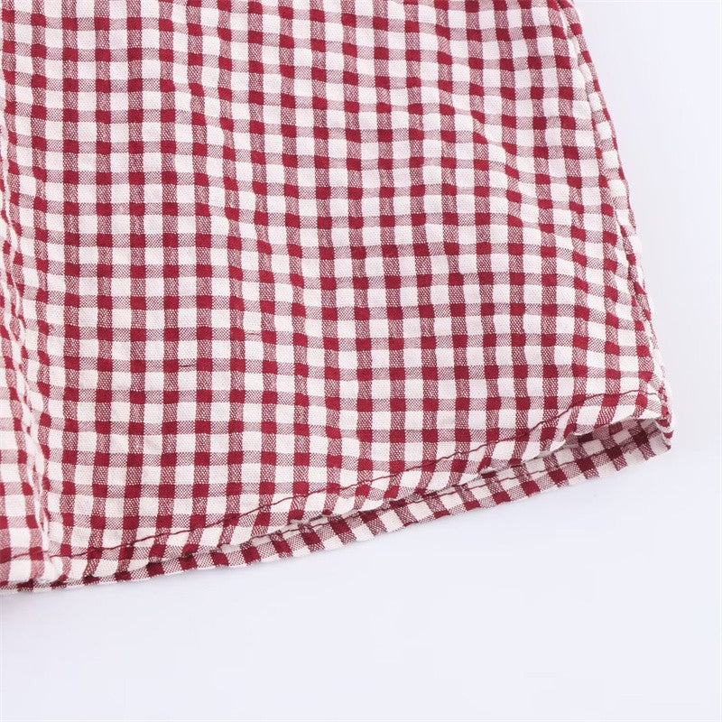 Women's Shirt Fall 2025 New Red Check Long Sleeve Stacked Decoration Pastoral Collegiate Shirt Casual Fashion Lively Personality