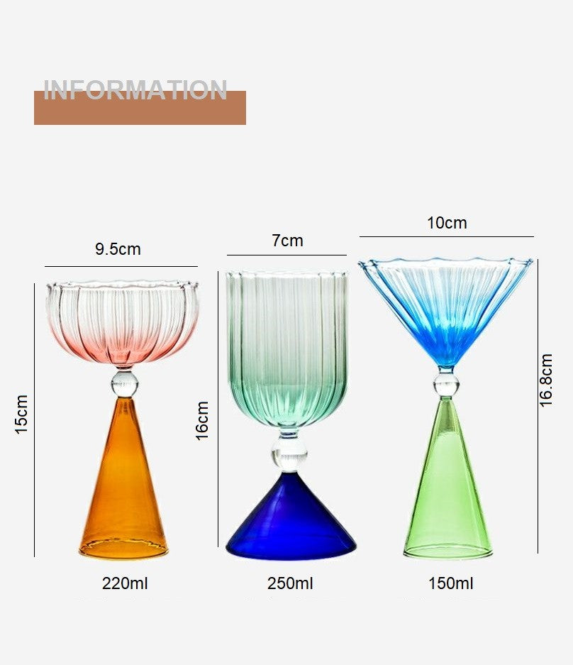 Taças de Coquetel Estilo Onda com Efeito Duas Cores Criativas Verde Azul Âmbar Roxo para Martini Mojito Champagne Margarita