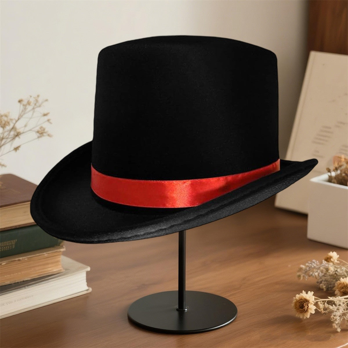 Black Top Hat for Adults Classic Tuxedo Hat Costume Magician Hat with Satin Band for Men and Women Elegant Design