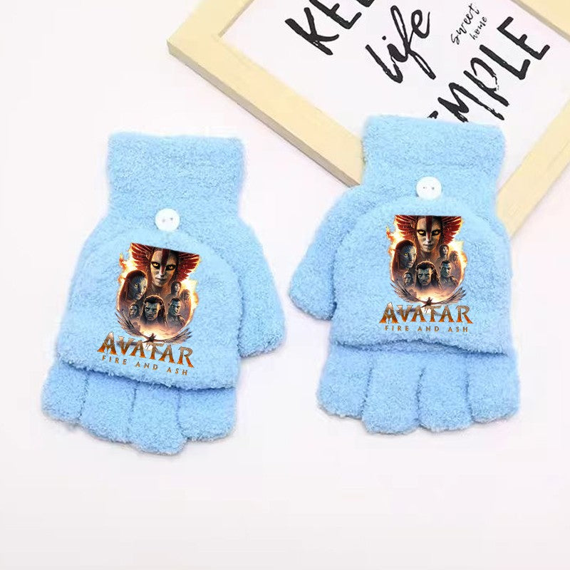 Luvas Avatar Fogo e Cinzas Disney para Menino Inverno com Capa Virada Luvas Crianças ao Ar Livre Quente Luva Fofa Acessórios de Roupa Infantil Presente