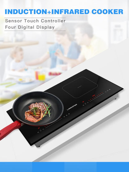 Factory 2025 New kitchen electric hob with Invisible Control Area double induction cooker ceramic plate 4400W induction cooker