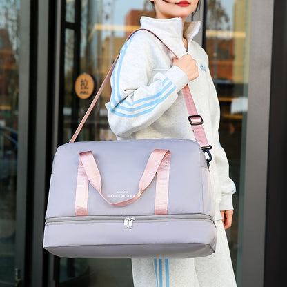 Large Capacity Travel Duffel Bag Oxford Gym Fitness Bag with Wet/Dry Zones & Shoes Compartment for Outdoor Trips Sport Bag