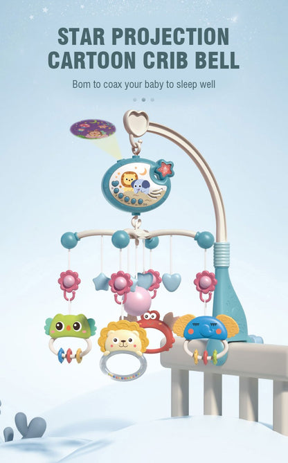 Baby Musical Crib Mobile And Rattle Remote Control Function 360 Rotating Mobile Baby Toys With Projection Hanging Bell Toy Gifts