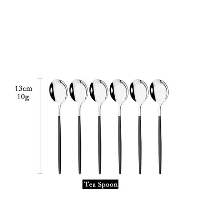 6Pcs/Set Teaspoon Stainless Steel Flatware Colorful Cake Fruit Spoons Dessert Small Coffee Spoon Snack Kitchen Dinnerware Tools