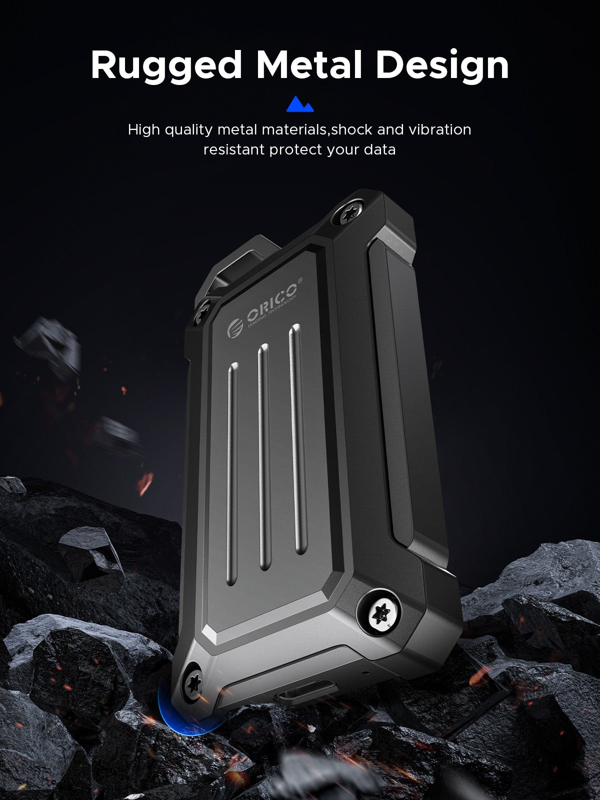 ORICO Portable SSD Up to 2000 MB/s USB 3.2 Gen 2 x 2 External Solid State Drive Water and Dust Resistance for Outdoors Zinc Allo