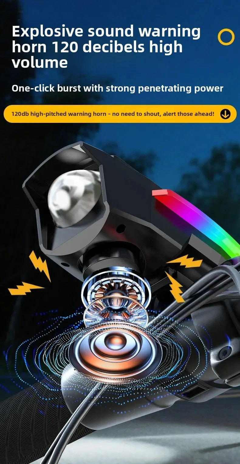 BUCKLOS Bike Light Solar Power Bicycle Front Light Highlight LED with Colorful Side Lamp Cycling Lights Bicycle Accessories