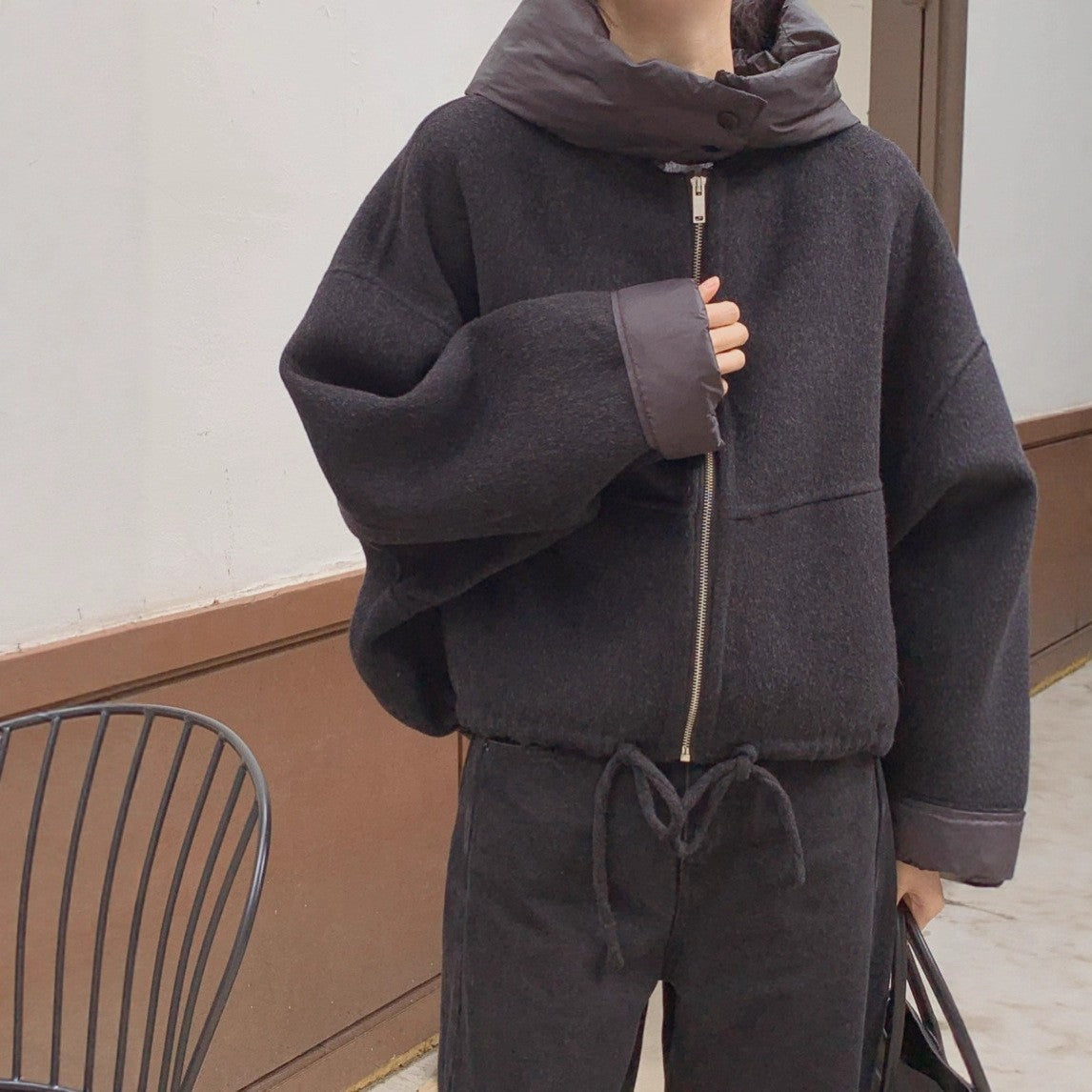 New Coats and Jackets Autumn Winter New Elegant Hooded Detachable Lace Up Short Woolen Coat Korean Fashion Casual Loose Jackets