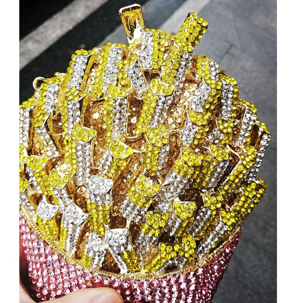 Chips Diamond Women Clutches Bags Lady Evening Clutch Bags Dinner Purse Party Handbag Crystal Evening Pink Yellow Bag SC798