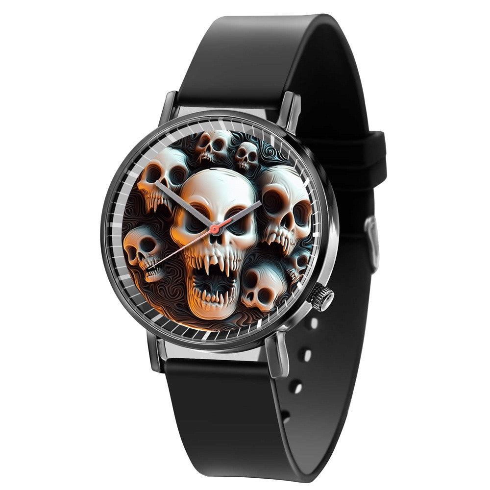 Fashion Pumpkin Design Men's and Women's Quartz Watch Casual Black Silicone Halloween Gift Fashion Women's Wristwatch