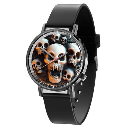 Fashion Pumpkin Design Men's and Women's Quartz Watch Casual Black Silicone Halloween Gift Fashion Women's Wristwatch