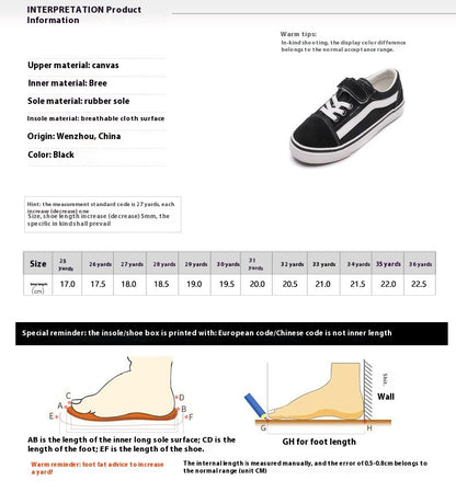 Children's Canvas Shoes Boys Board Shoes New Net Red Low Gang Middle and Large Children Baby Girls Board Shoes Parent-Child Shoe