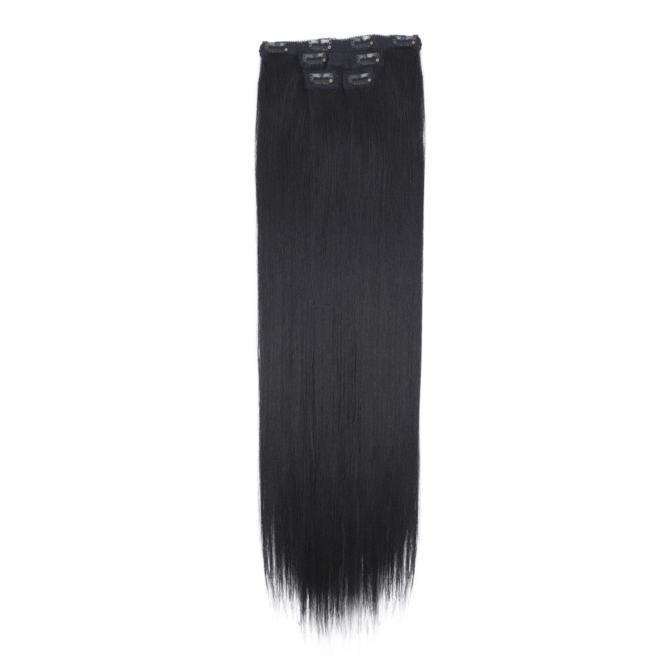 FASHION IDOL Long Straight Hairstyle 8 Clips In Hair Extensions Blonde 60CM Natural Synthetic Hair Daily Use Hairpiece Fake Hair