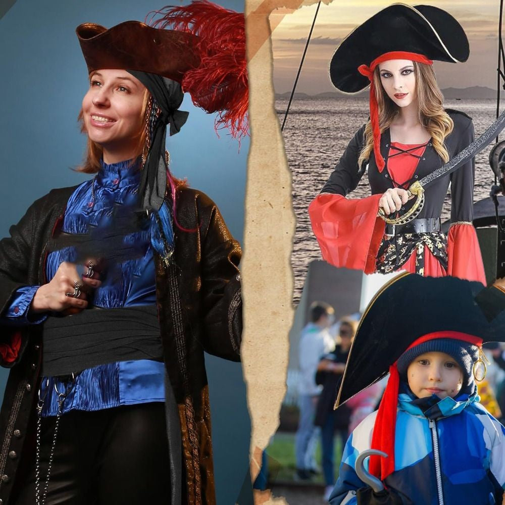 2Pcs/set Captain Jack Sparrow Halloween Festival Costume Hip-hop Party Pirate Captain Turban Versatile Masquerade Decoration