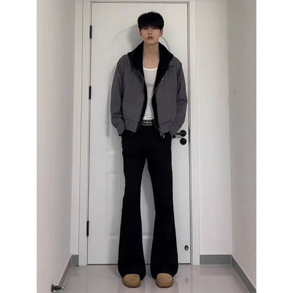 Cleanfit Extended Length Men's Jeans High Waist Slim Straight Leg Micro Flared Pants Bla Knife  Faionable Tall Size