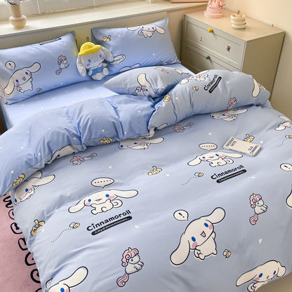 New Sanrio Hello Kitty Bedding Set Cotton Kuromi Melody Bedding Double Pillowcase Bed Linens Girl Dorm Bedclothes Home Textile