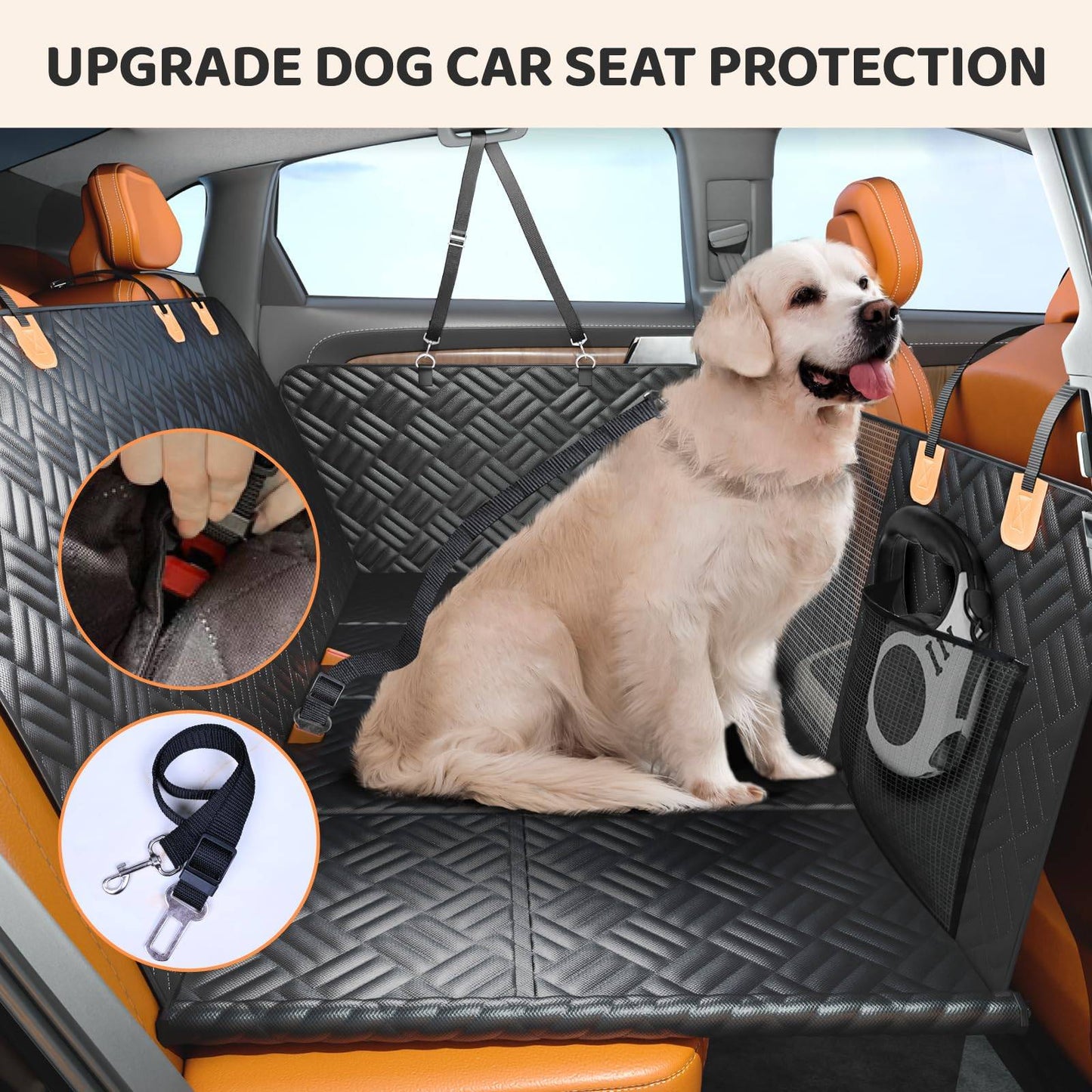 Capa de assento de carro para cães no banco traseiro, extensor de banco traseiro de fundo rígido, capacidade de carga de 180 kg, rede para cães lavável de alta resistência 600D anti-arranhões para carros e SUVs