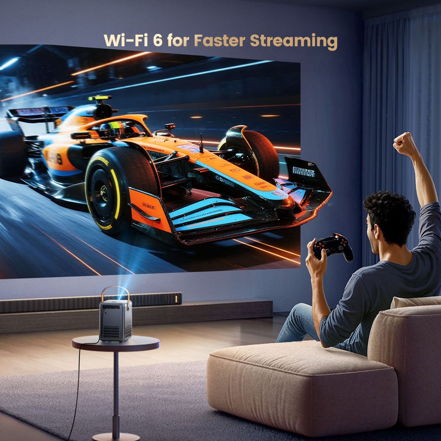 Mini Projetor Wimius 600 ANSI 4K Laser WiFi6 Projetores HD 1080P Beam 20W Dolby hy300max Projetor de Home Theater