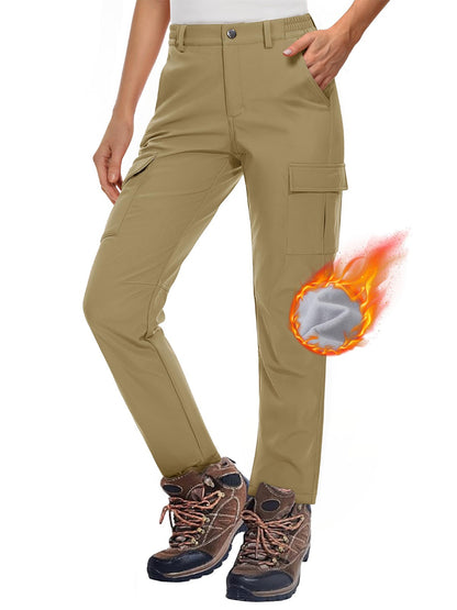 MAGCOMSEN Women's Softshell Pants Fleece Lined Winter Hiking  Ladies Pants Snow Ski Trousers Waterproof Ripstop Warm Cargo Pants