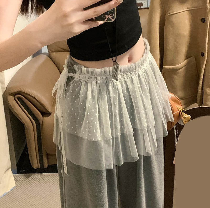 Y2K Trim Lace Up Short Fart Curtain Skirt Spring Layered Skirt INS Women Wrap Skirt Bandage Dress Apron Curtain Expansion Skirt