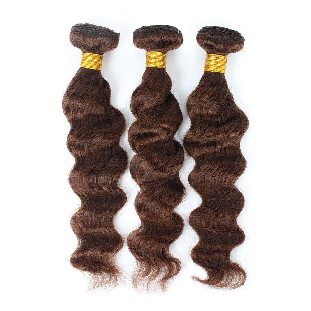 Cabelo Castanho com Fechamento, Cachos Soltos, Cabelo Humano Brasileiro Virgem 12A, Cachos Soltos e Profundos, Cabelo Cru