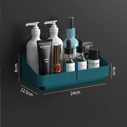 Rack de Conveniência para Banheiro Cozinha Prateleira Organizador de Maquiagem Cosméticos Shampoo Rack Prateleira de Chuveiro de Parede para Temperos Sem Perfuração